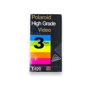 New Sealed 3 Pack Polaroid Blank VHS Videocassette Tapes High Grade T-120